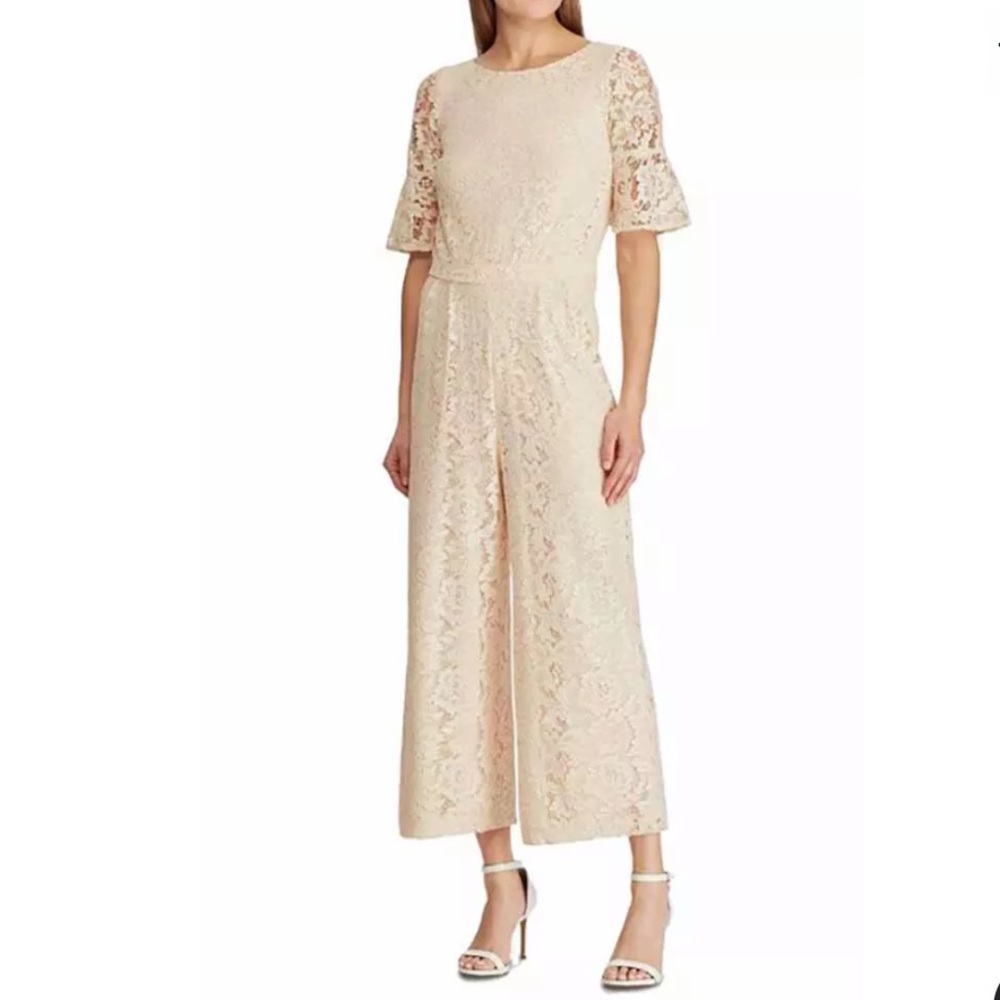 Ralph Lauren Cashew Lace Crop Wide Leg Jumpsuit 14